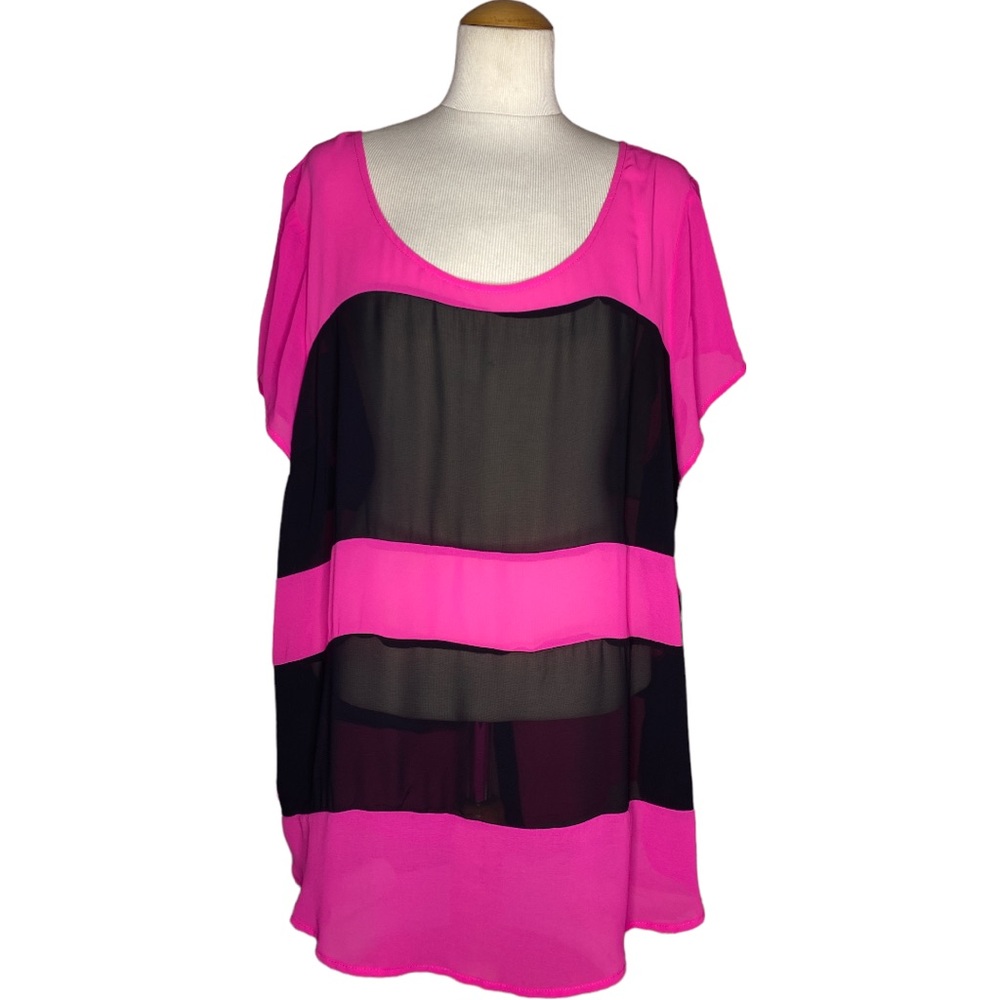 Torrid Color Block Button Back Top - Picture 2 of 5